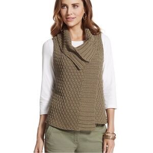 Chicos Convertible Ramsey Olive Green Vest Sweater Sleeveless NWT